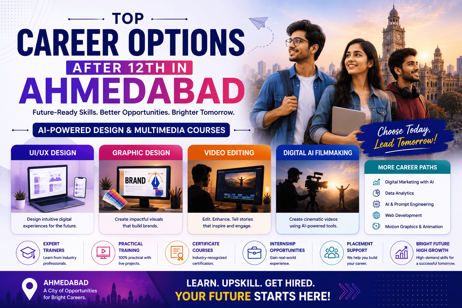Top Career Options After 12th in Ahmedabad (2026): Best AI-Powered Design, Multimedia & Creative Courses