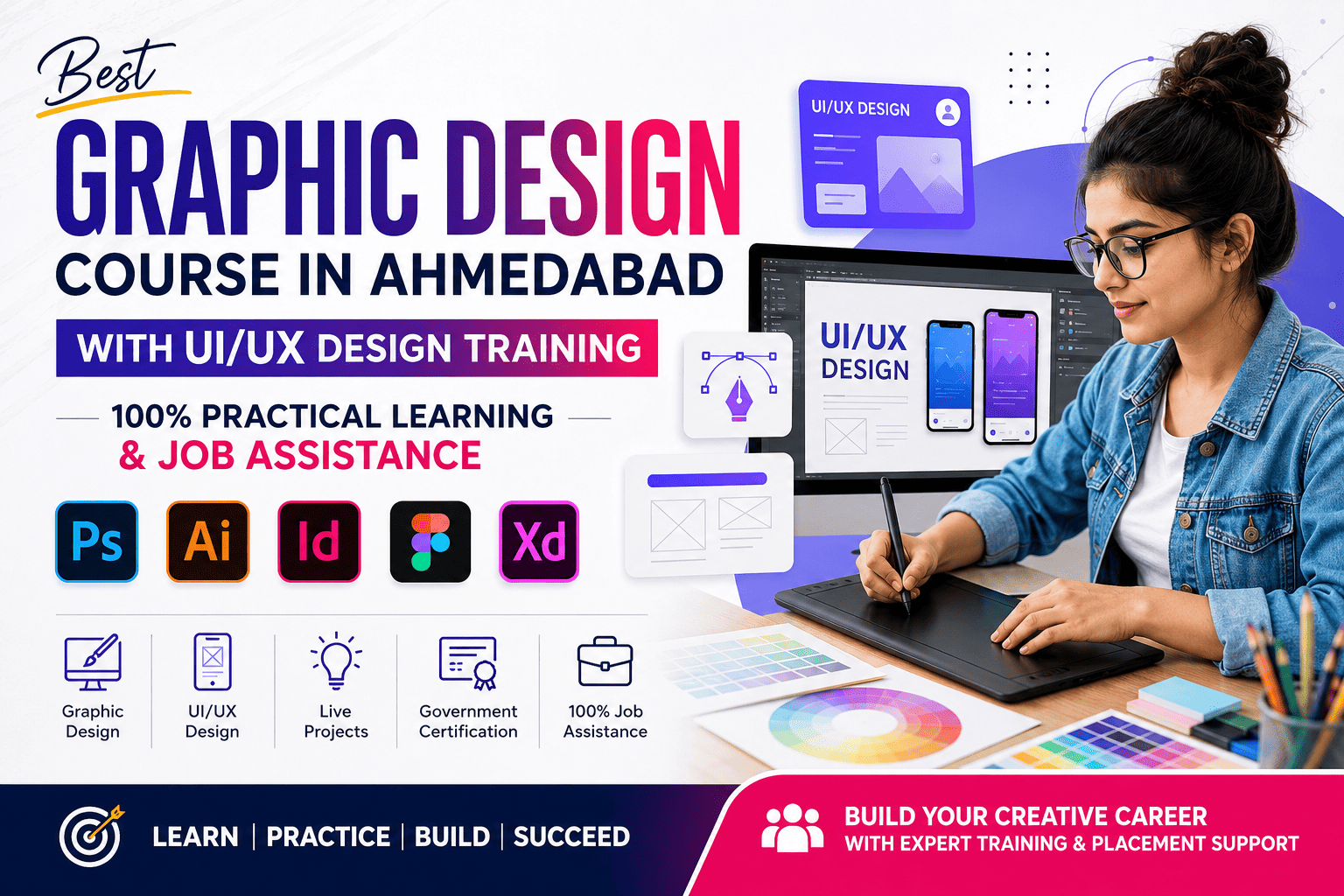 Best Graphic Design Course in Ahmedabad with UI/UX Design Training, 100% Practical Learning & Job Assistance (2026 Guide)