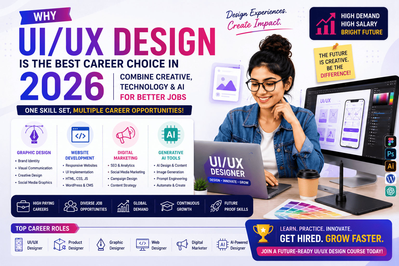 Why UI/UX Design is the Best Career Choice in 2026: Combine Graphic Design, Digital Marketing & Generative AI for Better Jobs